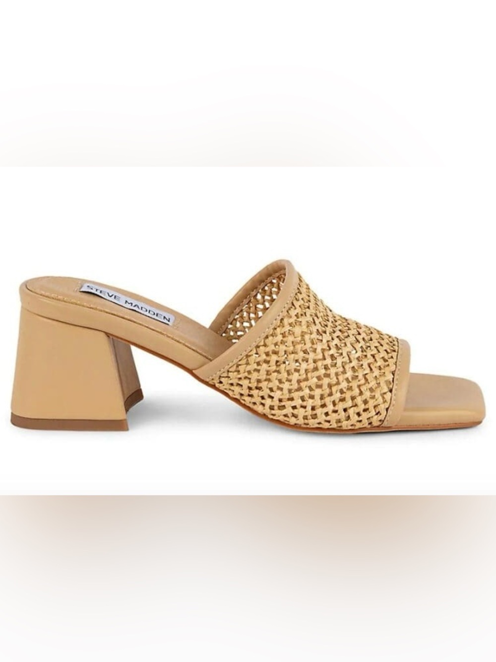 Steve Madden Natural Raffia Block Heel Mules